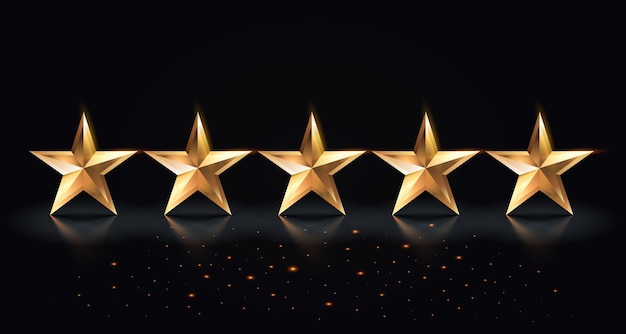 Cinq étoiles meilleur signe de récompense objet doré