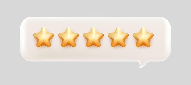 Cinq étoiles d'or notation bulle chat vecteur de maille 3d