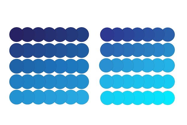 Circles du spectre de couleurs bleues Gradient d'ombre vectoriel Graphique d'échantillon bleu des concepteurs