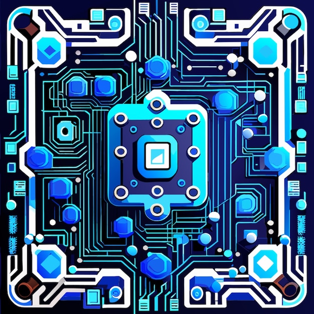 Vecteur circuit imprimé bleu cyber circuit circuit numérique qr bar