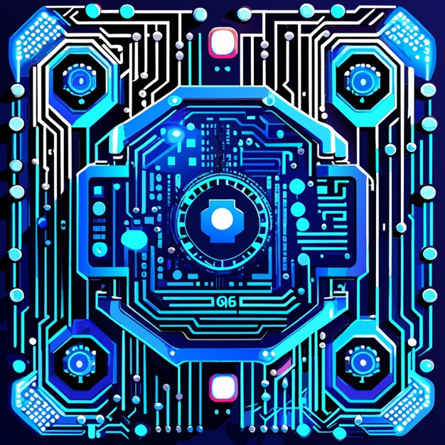 Vecteur circuit imprimé bleu cyber circuit circuit numérique qr bar