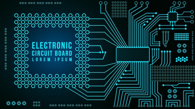 Circuit imprimé. Fond de technologie abstrait bleu. Illustration vectorielle de carte mère