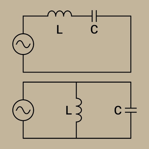 Vecteur circuit lc série et parallèle