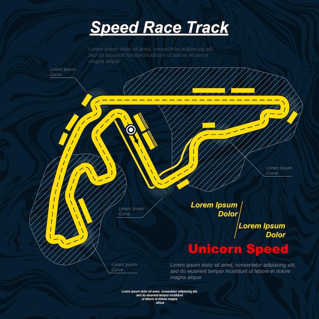 Vecteur circuit de piste de course de couleur jaune vif