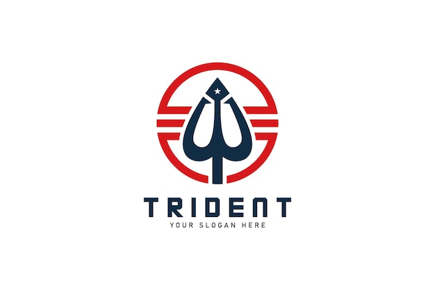 Vecteur circulaire trident logo design icône illustration vectorielle