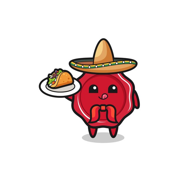 Cire à Cacheter Mascotte De Chef Mexicain Tenant Un Taco, Design Mignon