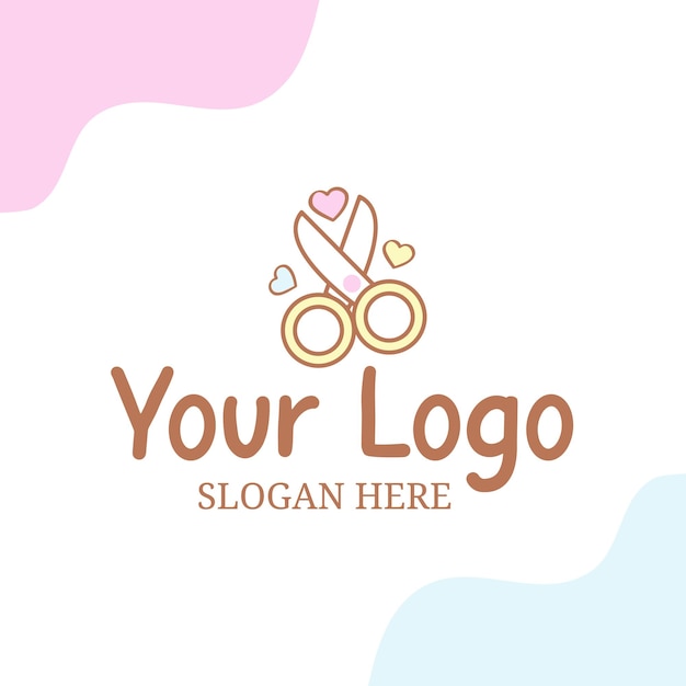 Des Ciseaux De Conception De Logo Mignons Vector