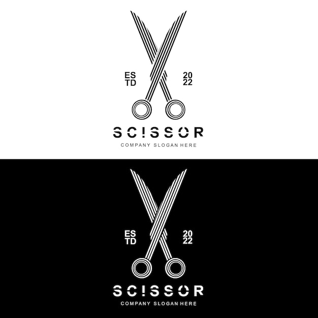 Ciseaux Logo Design Illustration Vectorielle Outil De Coupe Icône Autocollant Bannière Et Barber Company Marque