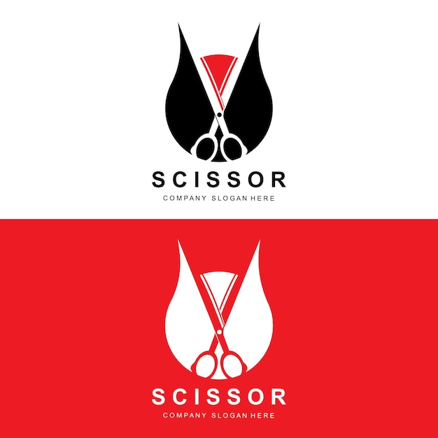 Ciseaux Logo Design Illustration Vectorielle Outil De Coupe Icône Autocollant Bannière Et Barber Company Marque