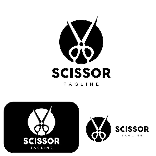Vecteur ciseaux logo outils de coupe vecteur barbershop rasoir ciseaux conception simple illustration modèle icône