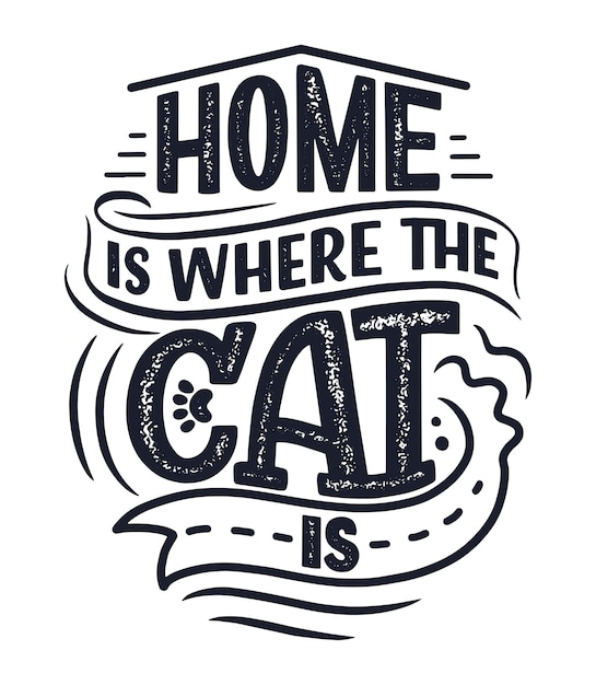 Citation Drole De Lettrage Sur Les Chats Vecteur Premium