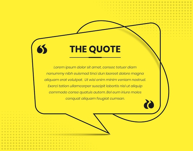 Citation présentation simple couleur jaune solide modèle de message de médias sociaux avec forme de bulle de texte en ligne noire