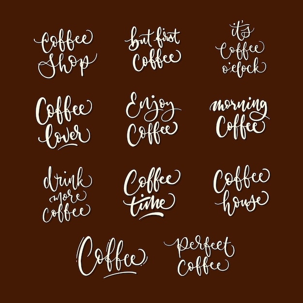 Vecteur les citations de la main de café