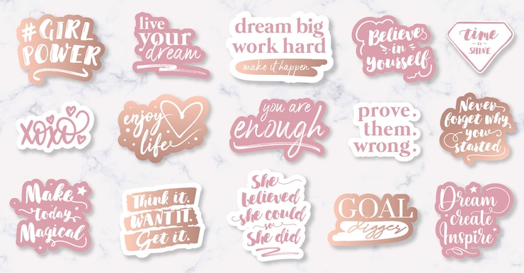 Citations et slogans féminins de motivation dessinés à la main