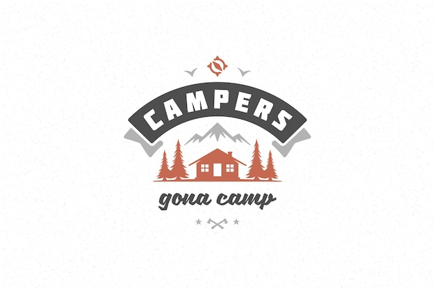 Citer La Typographie Avec La Cabine De Camping Dessinée à La Main Dans Le Symbole De La Forêt Pour Carte De Voeux Ou Affiche Et Autre