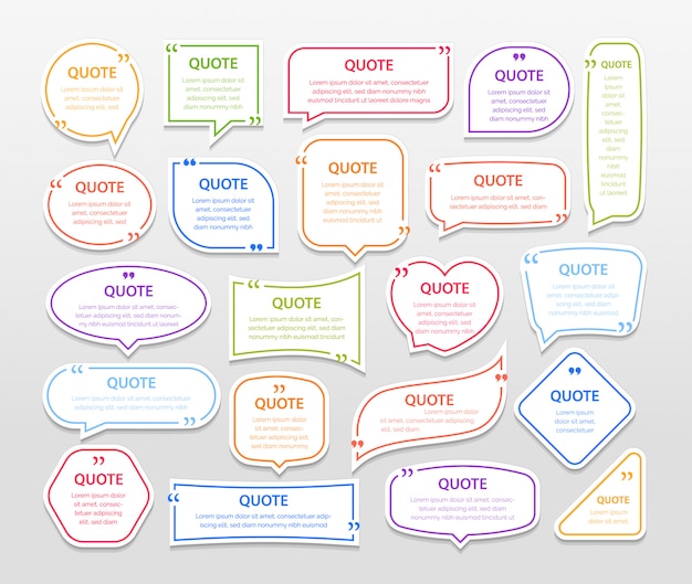 Vecteur citer des zones de texte de cadres 3d colorés modèle vierge avec conception d'informations d'impression