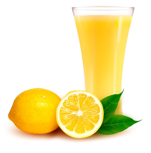 Citron Frais Et Verre Avec Jus Illustration Vectorielle