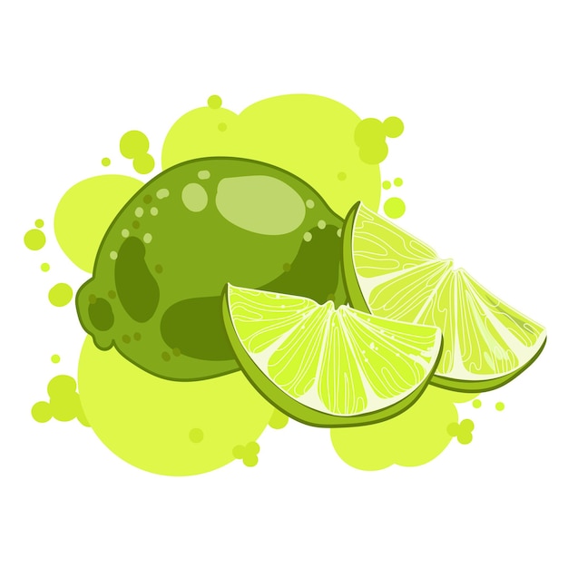Citron vert entier et tranche Dessin abstraitLogoemblèmeprintsticker icône design Illustration vectorielle