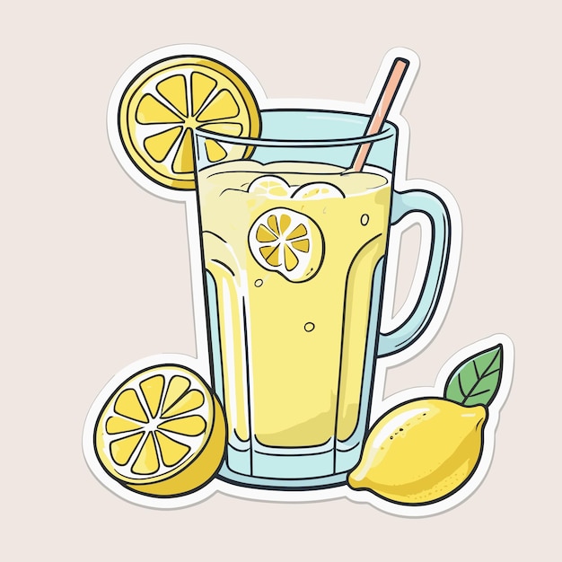 Citronade illustration vectorielle dessin d'autocollant boisson fraîche