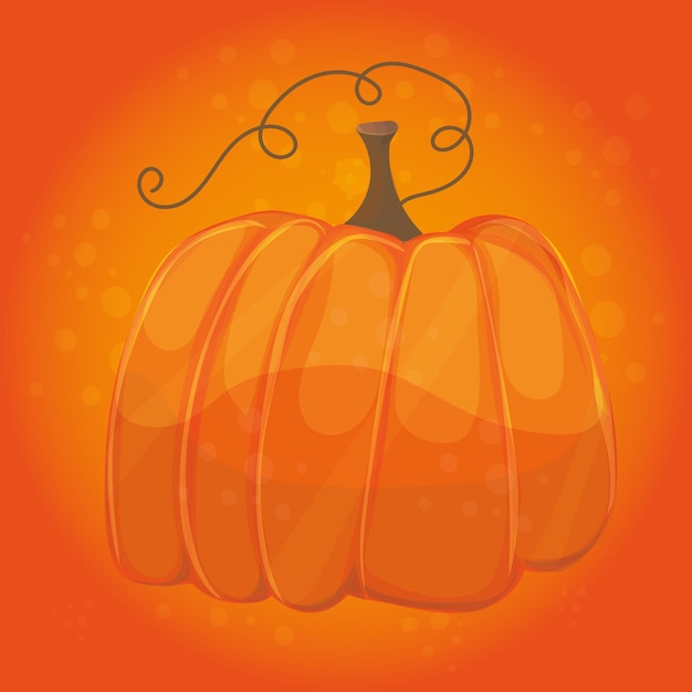 Citrouille de dessin animé sur fond de couleur orange - carte d'halloween