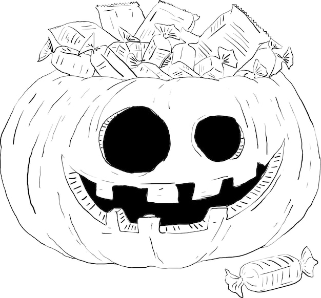 citrouille dessinée à la main dans un style graphique pour halloween 7