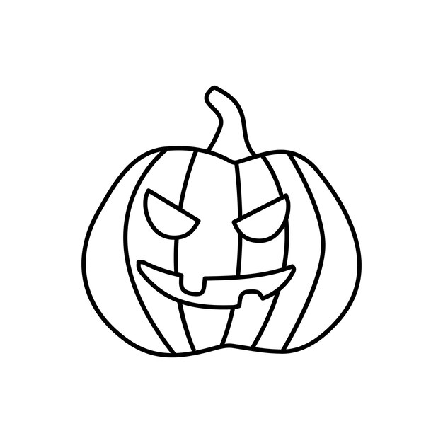 La citrouille sur fond blanc La fête d'Halloween Doodle la citrouille avec un sourire effrayant