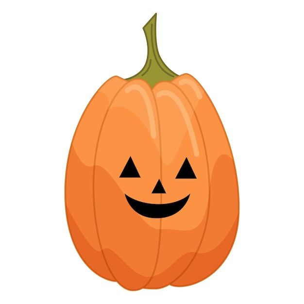 Vecteur citrouille d'halloween dans un style plat de dessin animé isolé sur fond blanc. illustration vectorielle drôle