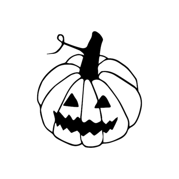 Citrouille D'halloween Doodle Dessinés à La Main Vecteur Mignon Et En Colère Jack O Lantern Contour