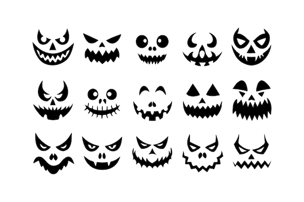 La citrouille d'Halloween effrayante et drôle et les visages de fantômes illustration vectorielle