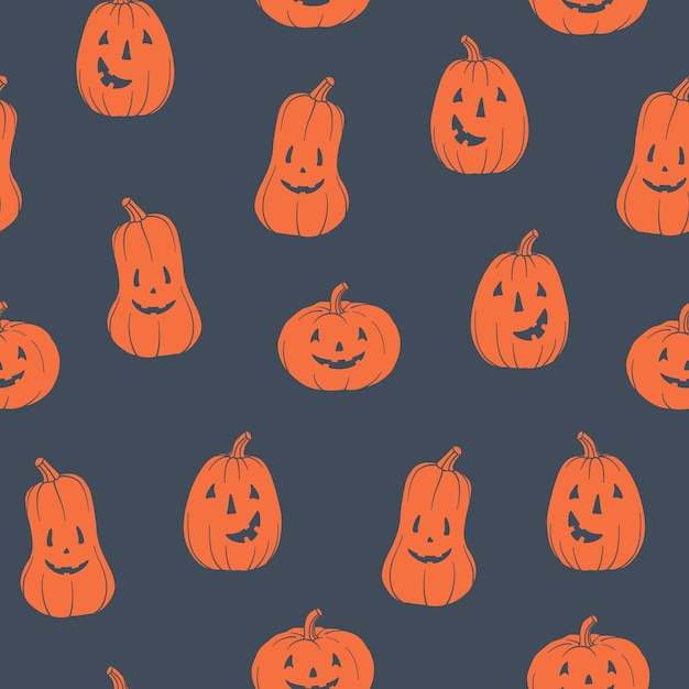 Citrouilles à Motifs. Symbole Principal D'halloween. Citrouille Orange Avec Divers Visages Amusants. Modèle