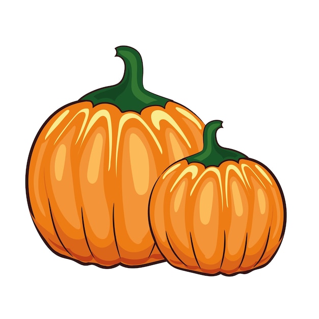 Citrouilles Orange Mignonnes Isolées Sur Fond Blanc, Illustration De Vecteur De Dessin Animé Pour Halloween