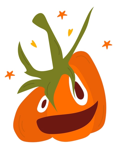 Des citrouilles avec un visage souriant dessiné dans un joli style de dessin animé