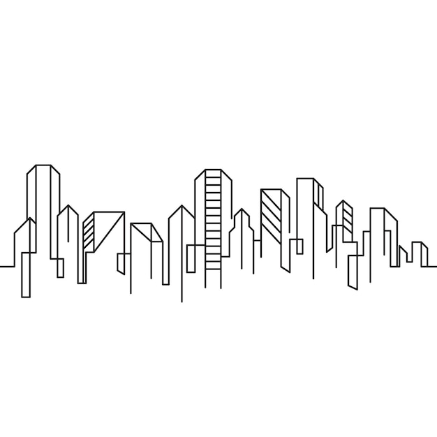 City Building Line art Vector icon design illustration Template