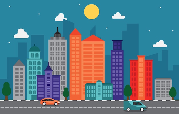 City Cityscape Skyline Landmark bâtiment rue du trafic