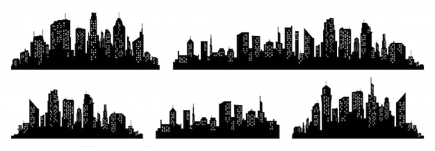 City silhouette set vector