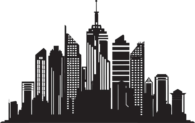 Vecteur cityline multifloor impression vector logo de la conception du bâtiment urbain skyline city vista outline mult