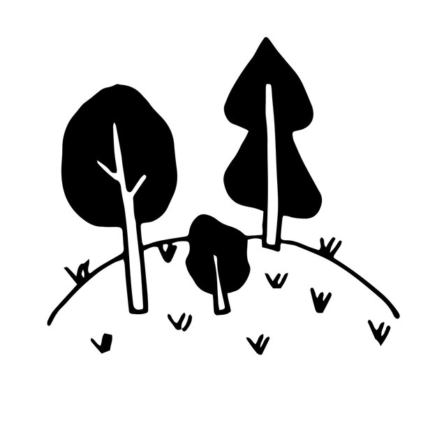 clairière de la forêt dans un style doodle