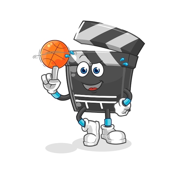 Clapboard Jouant Au Vecteur De Dessin Animé De Mascotte De Ballon De Basket