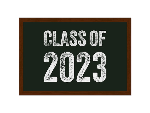 Vecteur classe de 2023 félicitations aux diplômés sur tableau noir effet craie