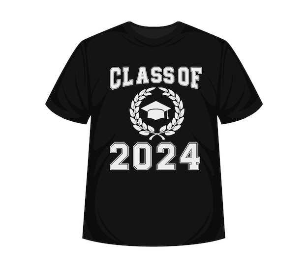 Vecteur classe de 2024 lettres de salut texte pour le design du t-shirt de la remise des diplômes