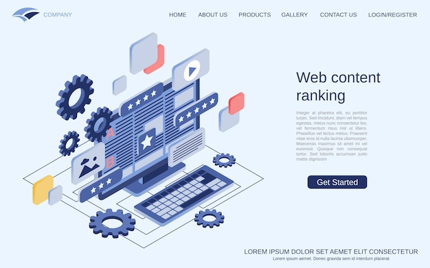 Vecteur classement de contenu web illustration de concept de vecteur isométrique 3d plat