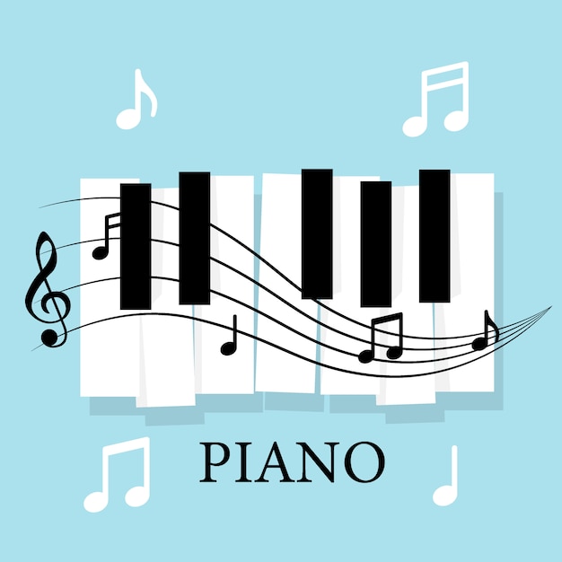 Clavier de piano de musique avec des notes. Modèle de fond affiche