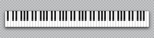 Vecteur clavier de piano réaliste clavier d'instrument musical sur illustration vectorielle de fond à carreaux