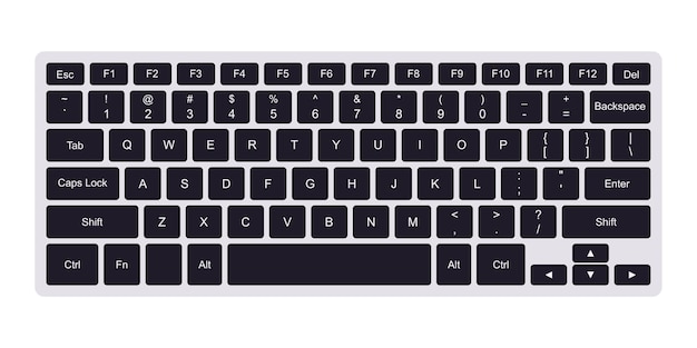 Vecteur clavier qwerty d'ordinateur portable avec des touches noires. illustration vectorielle plane simple isolée sur fond blanc