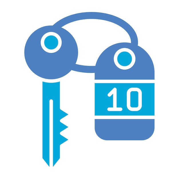 Vecteur une clé bleue avec une clé qui dit 10 minutes