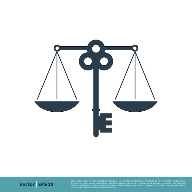 Vecteur clé et échelle de la justice icône vecteur logo modèle illustration conception vecteur eps 10