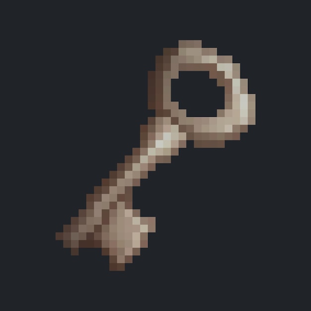 clé en fer dans le style pixel art avec un fond isolé