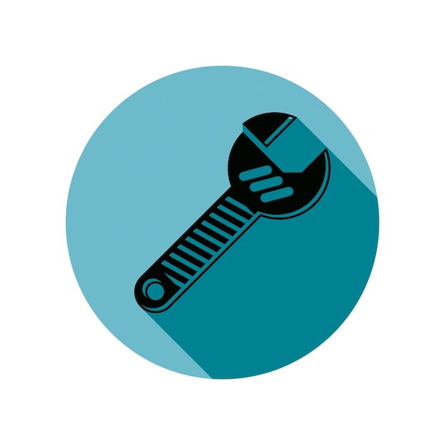 Clé à molette isolée sur blanc, icône de l'outil de réparation. Fabriquer un élément de conception de vecteur de thème, illustration détaillée de l'instrument de travail.