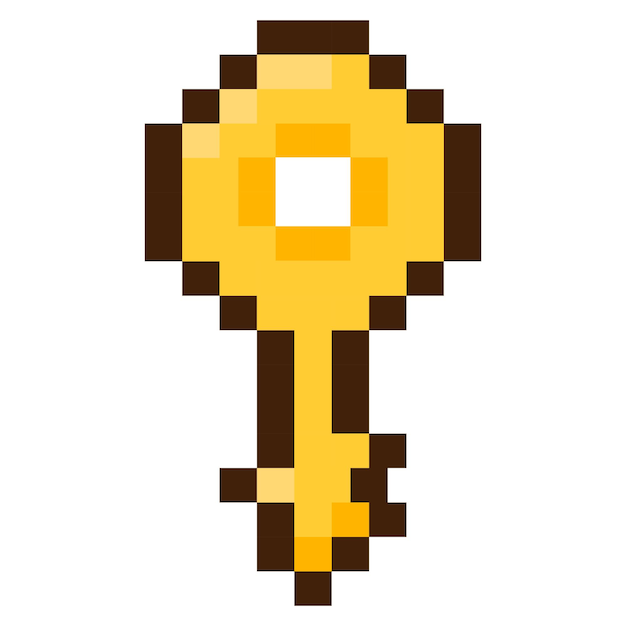 Clé pour les jeux 8bit Icône vectorielle dans le style pixel art