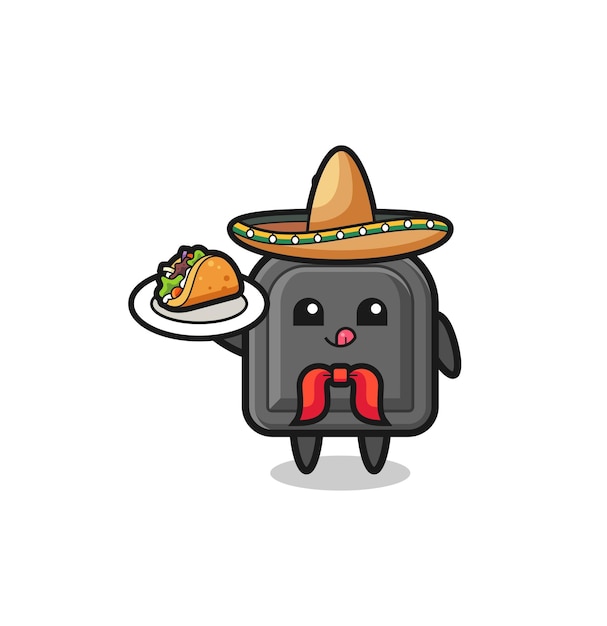 Clé De Voiture Mascotte De Chef Mexicain Tenant Un Dessin Mignon De Taco